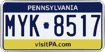 PA license plate MYK8517