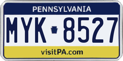 PA license plate MYK8527