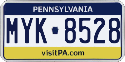 PA license plate MYK8528