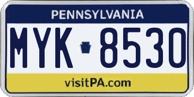 PA license plate MYK8530