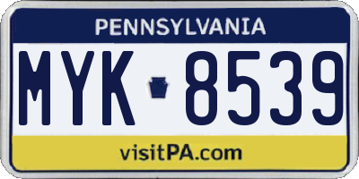 PA license plate MYK8539