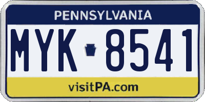 PA license plate MYK8541