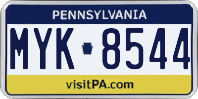 PA license plate MYK8544