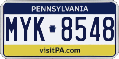 PA license plate MYK8548