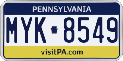 PA license plate MYK8549