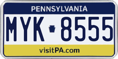 PA license plate MYK8555