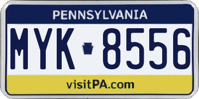 PA license plate MYK8556