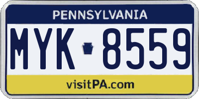 PA license plate MYK8559