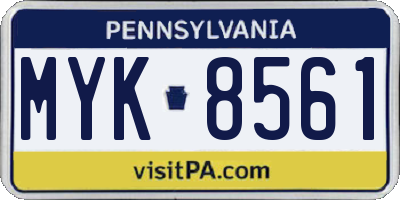 PA license plate MYK8561