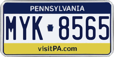 PA license plate MYK8565
