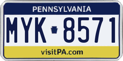 PA license plate MYK8571