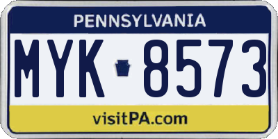 PA license plate MYK8573