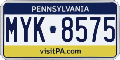 PA license plate MYK8575