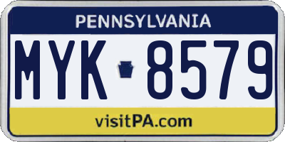 PA license plate MYK8579
