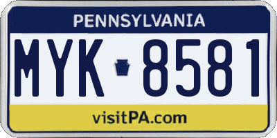 PA license plate MYK8581