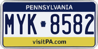 PA license plate MYK8582