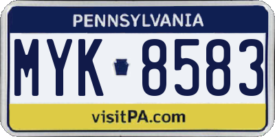 PA license plate MYK8583