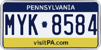 PA license plate MYK8584