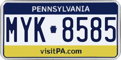 PA license plate MYK8585