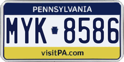 PA license plate MYK8586