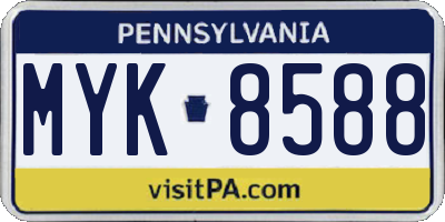 PA license plate MYK8588