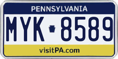 PA license plate MYK8589