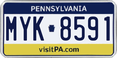 PA license plate MYK8591
