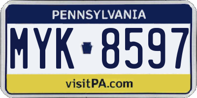 PA license plate MYK8597