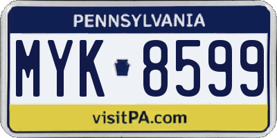 PA license plate MYK8599
