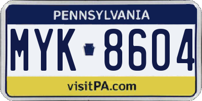 PA license plate MYK8604