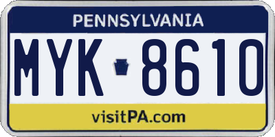 PA license plate MYK8610