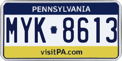 PA license plate MYK8613