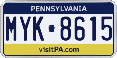PA license plate MYK8615