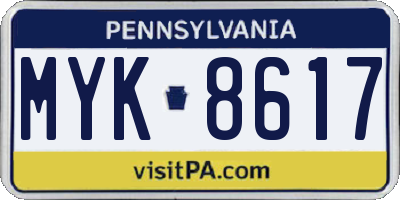 PA license plate MYK8617