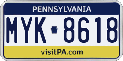 PA license plate MYK8618