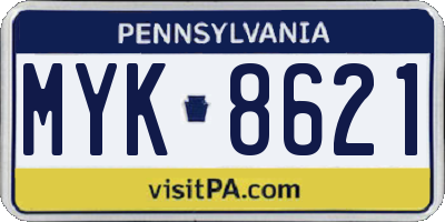PA license plate MYK8621