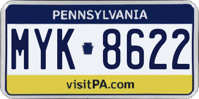 PA license plate MYK8622