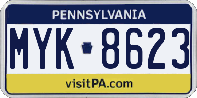 PA license plate MYK8623