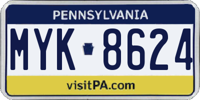 PA license plate MYK8624