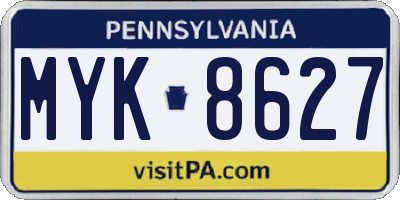 PA license plate MYK8627