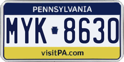 PA license plate MYK8630