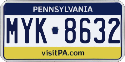 PA license plate MYK8632