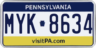 PA license plate MYK8634