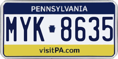 PA license plate MYK8635