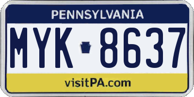PA license plate MYK8637