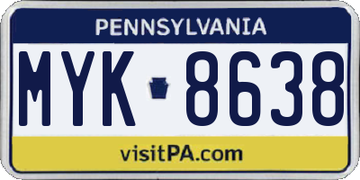 PA license plate MYK8638
