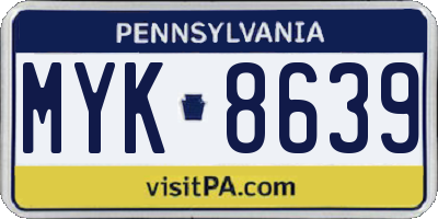 PA license plate MYK8639