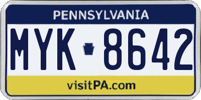 PA license plate MYK8642