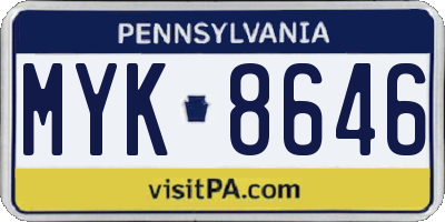 PA license plate MYK8646