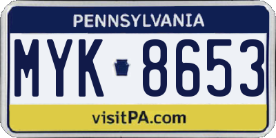 PA license plate MYK8653